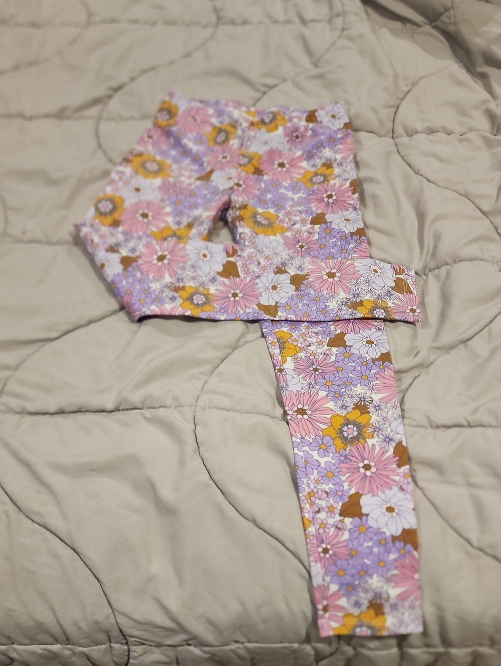 jumping beans Pink Lavender Floral Leggings with Yellow Accents